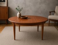 Vintage Teak Couchtisch rund 100 cm Danish Design Mid Century - Bild 1