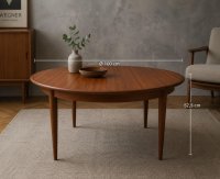 Vintage Teak Couchtisch rund 100 cm Danish Design Mid Century - Bild 2