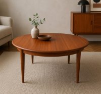 Vintage Teak Couchtisch rund 100 cm Danish Design Mid Century - Bild 14
