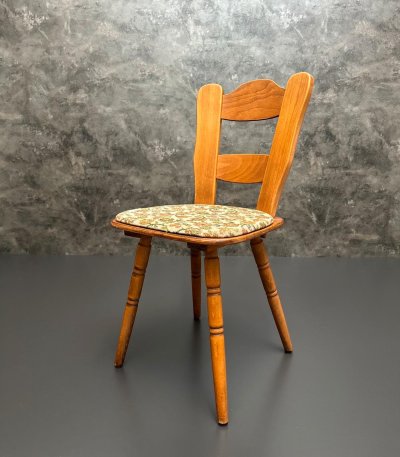 Vintage Bauernstuhl 1960er Holz gepolstert