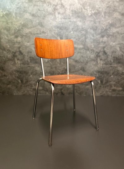 Vintage Stuhl Chromgestell Teak Nussbaum